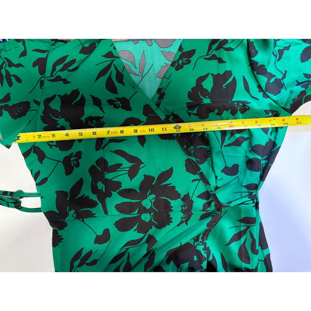 PrettyGarden Boho Green Floral Wrap Maxi Dress Wedding guest Ruffle Large NWT - Picture 6 of 9